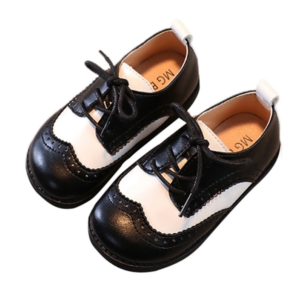 MG Baby Boys Black White Formal Wingtip Oxford Shoes Size 11.5-12 (29)